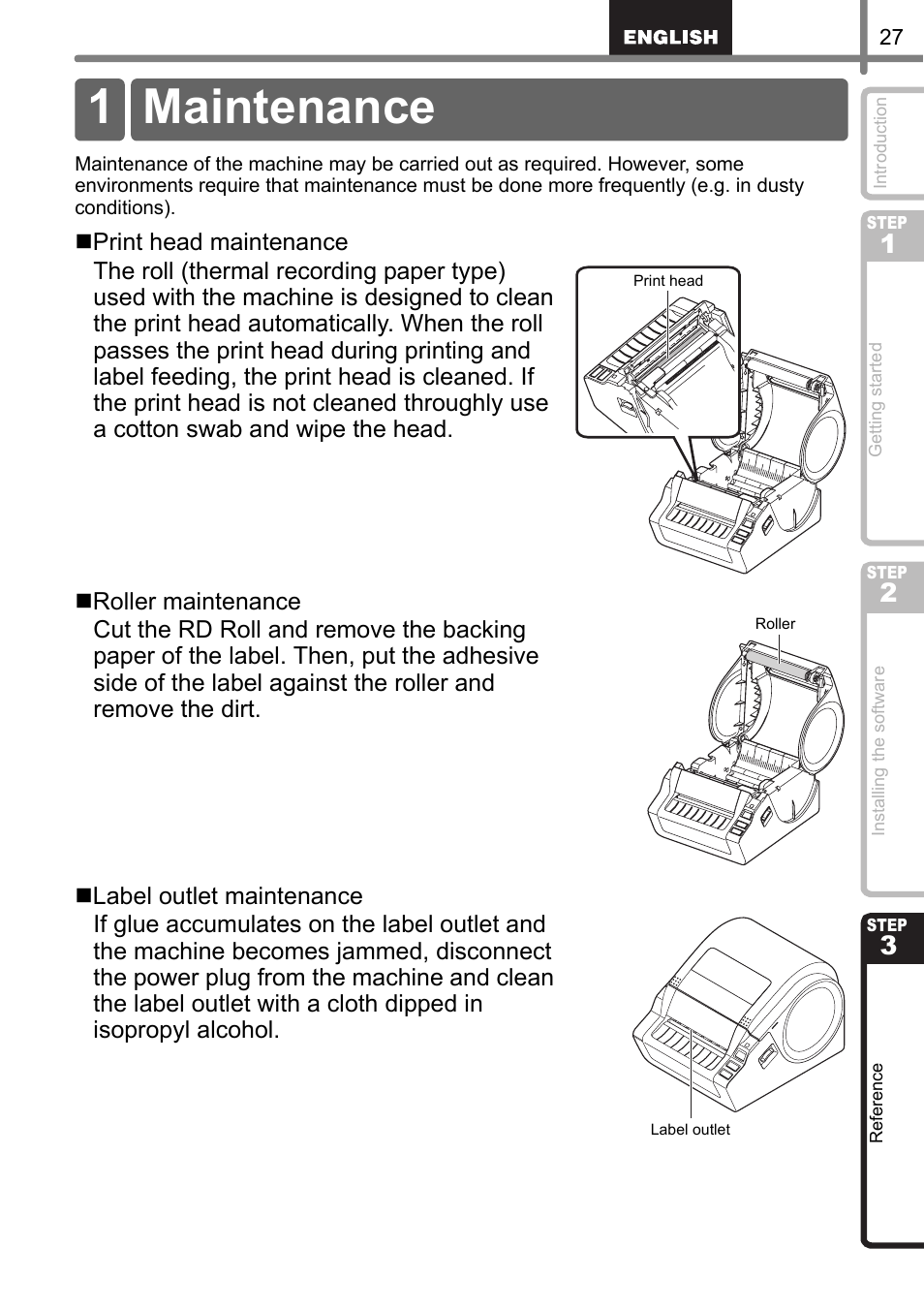 Reference, Maintenance, Referen | Step, 1 maintenance | Brother TD4100N User Manual | Page 33 / 80