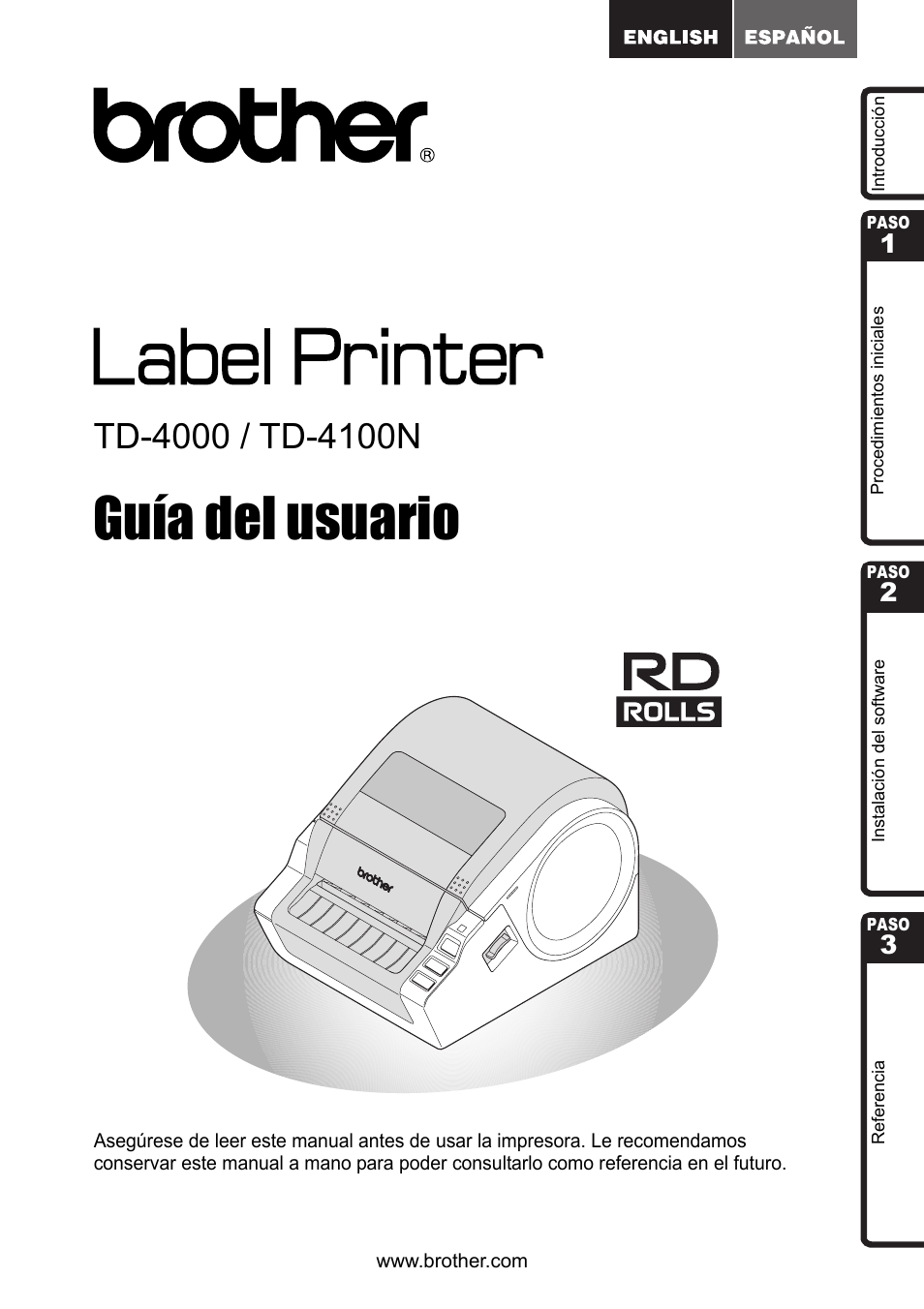Español, Guía del usuario | Brother TD4100N User Manual | Page 39 / 80