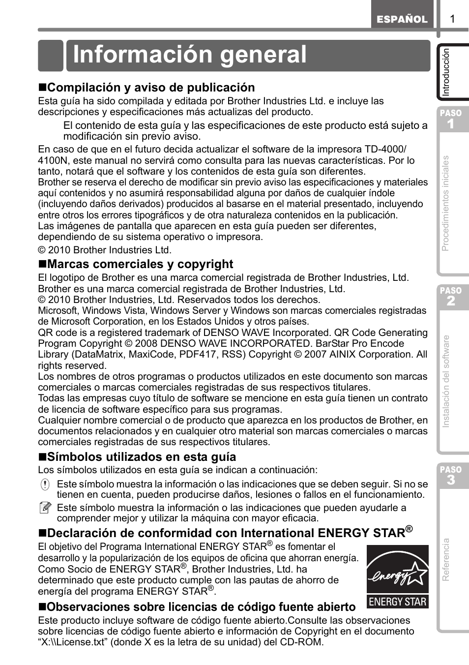 Introducción, Información general, Introdu | Cció | Brother TD4100N User Manual | Page 45 / 80