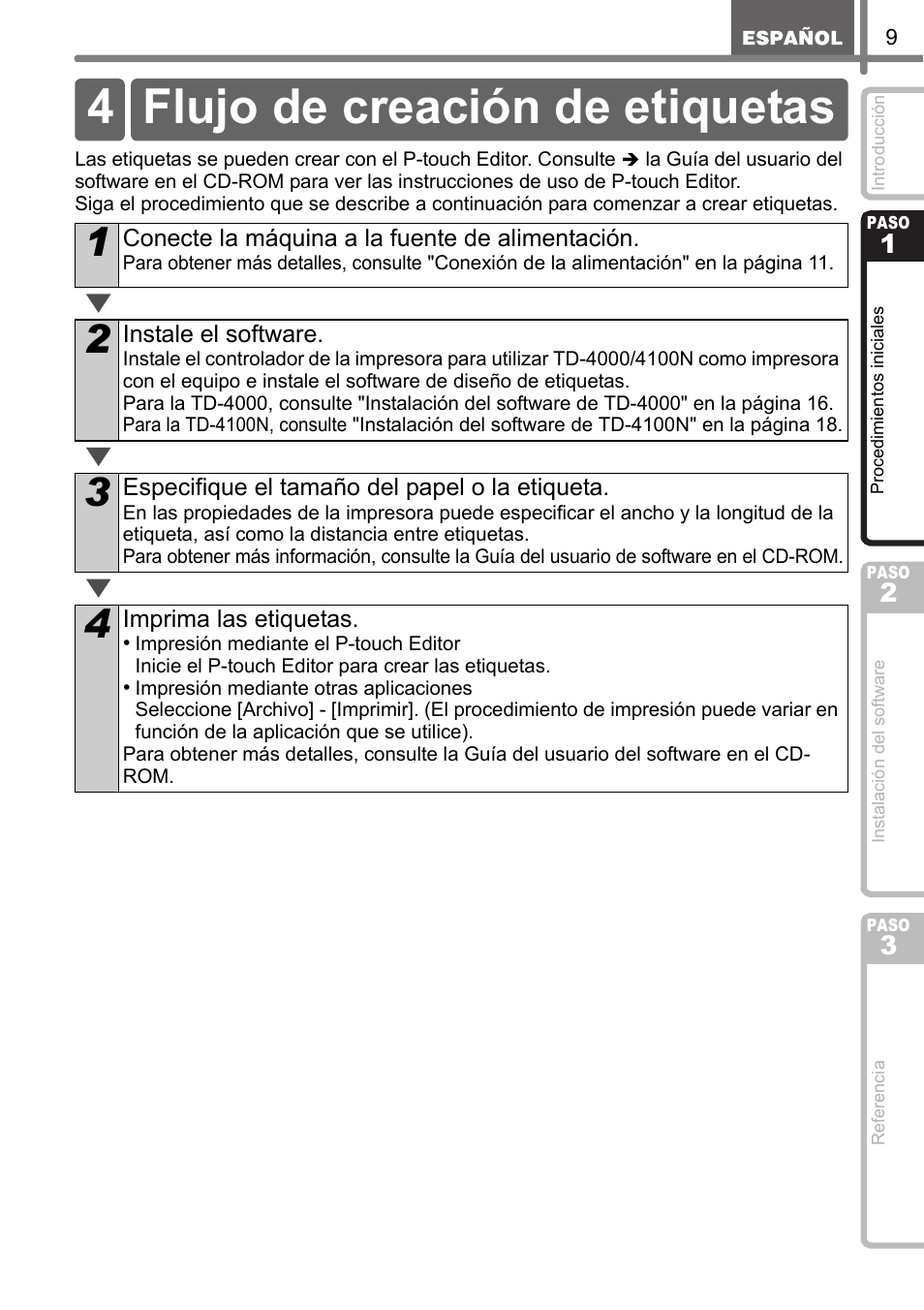 Flujo de creación de etiquetas, 4 flujo de creación de etiquetas | Brother TD4100N User Manual | Page 53 / 80