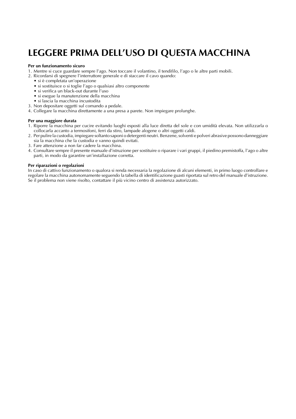 Leggere prima dell’uso di questa macchina | Brother XL-6051 User Manual | Page 9 / 103