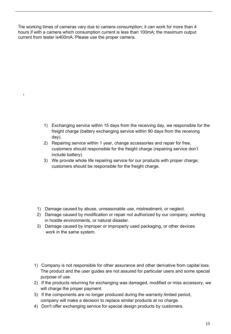 4 ， warranty | Talos Security CT330S CCTV Tester User Manual | Page 15 / 15