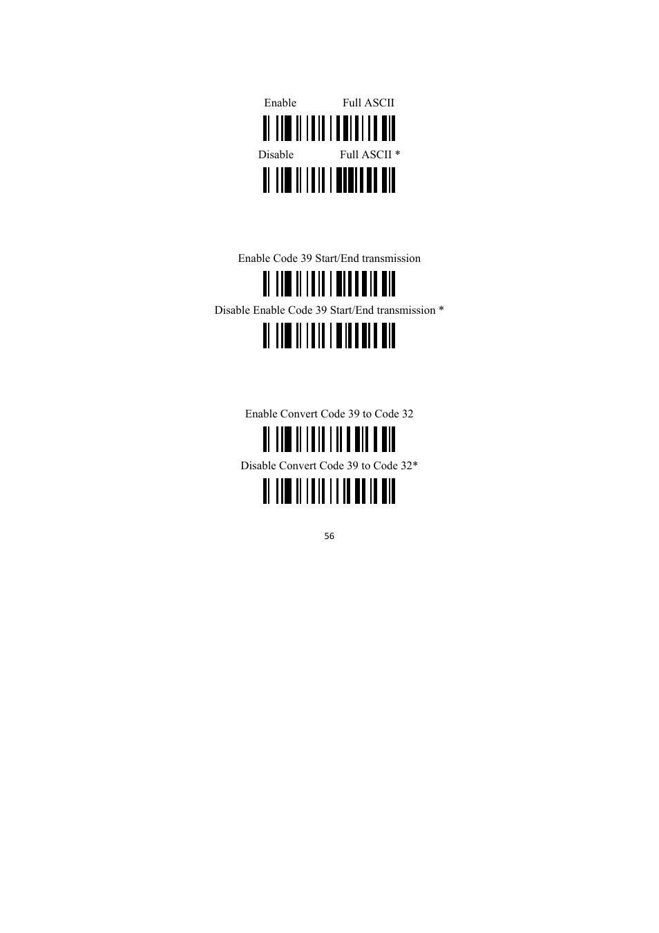 Code 39 full ascii conversion, Start/end transmission, Convert code 39 to code 32 | TaoTronics TT-BS009 User Manual | Page 56 / 104