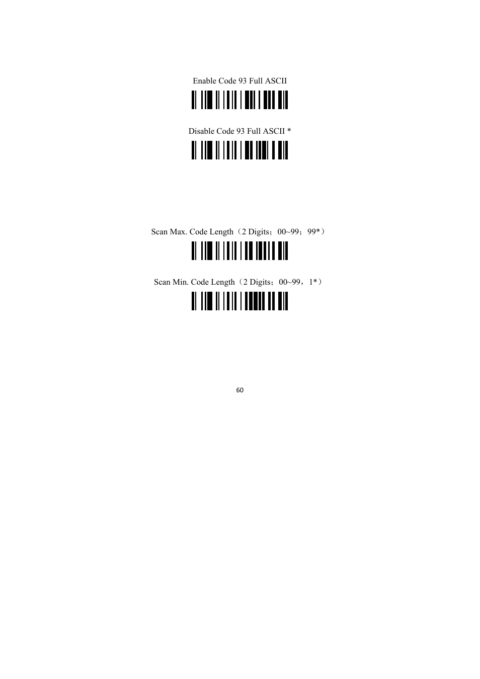 Code 93 full ascii conversion, Code 93 length | TaoTronics TT-BS009 User Manual | Page 60 / 104