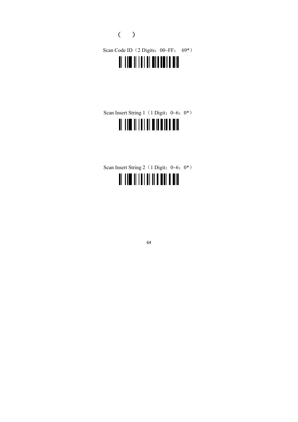 Code id setting （ ‘i, Insert string 1 selection, Insert string 2 selection | TaoTronics TT-BS009 User Manual | Page 64 / 104