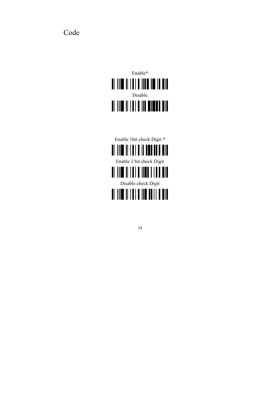 Code 11, Enable/disable code 11, Code 11 check digit verification | TaoTronics TT-BS009 User Manual | Page 73 / 104
