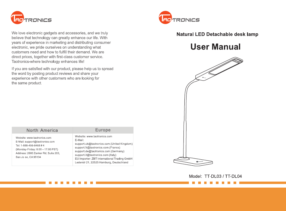 TaoTronics TT-DL04 User Manual | 6 pages