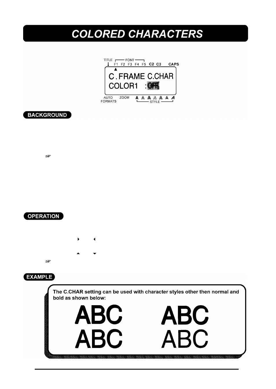 Colored characters | Brother 580C User Manual | Page 107 / 188
