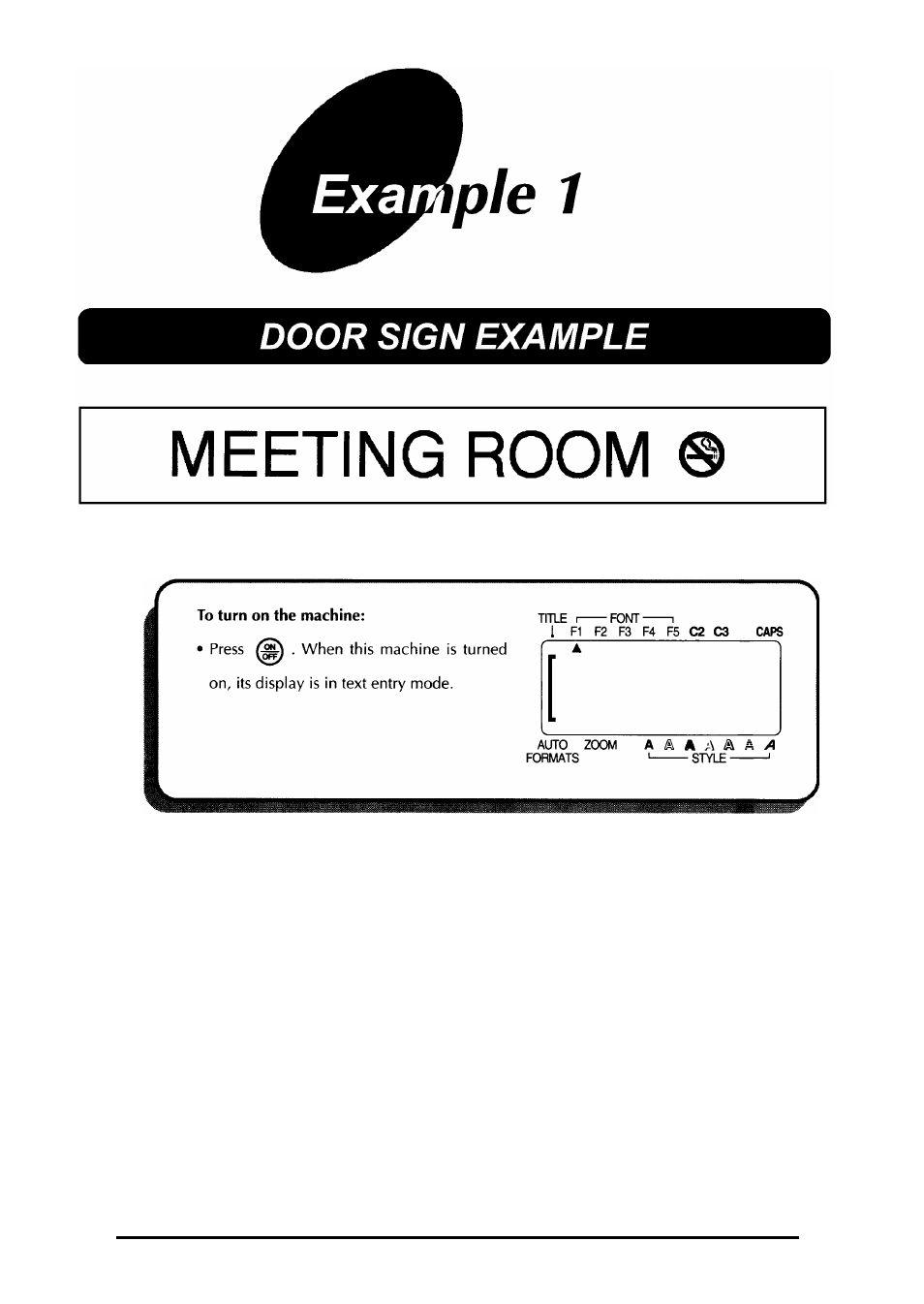 Example 1, Door sign example | Brother 580C User Manual | Page 23 / 188