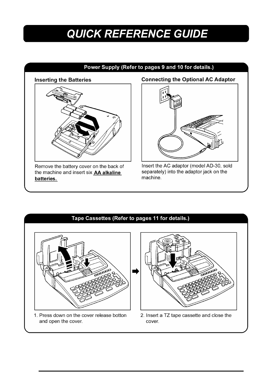 Quick refetence guide | Brother 580C User Manual | Page 6 / 188