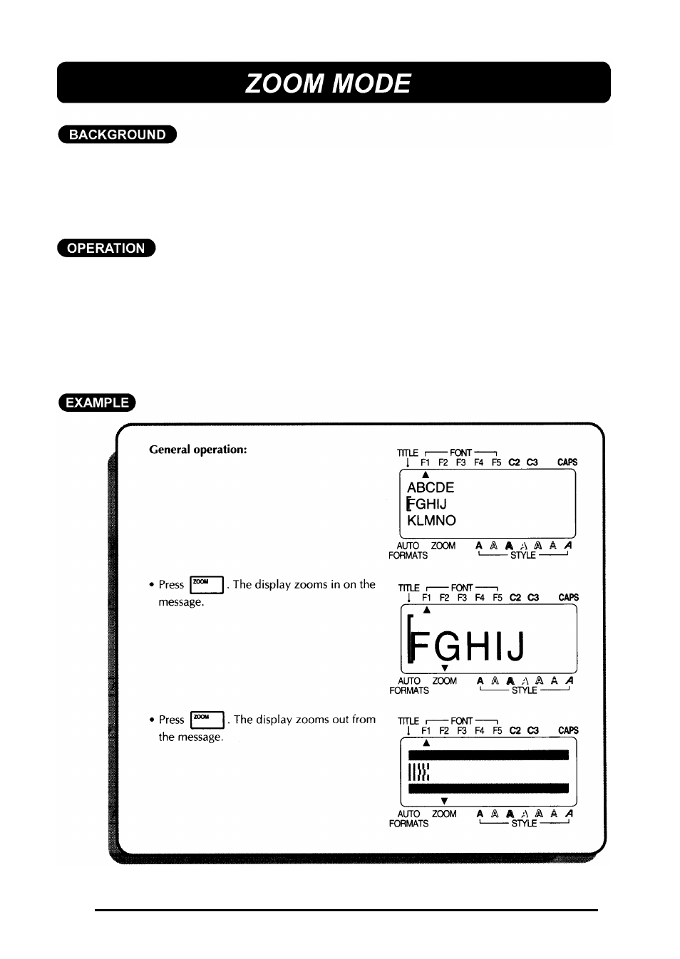 Zoom mode | Brother 580C User Manual | Page 70 / 188