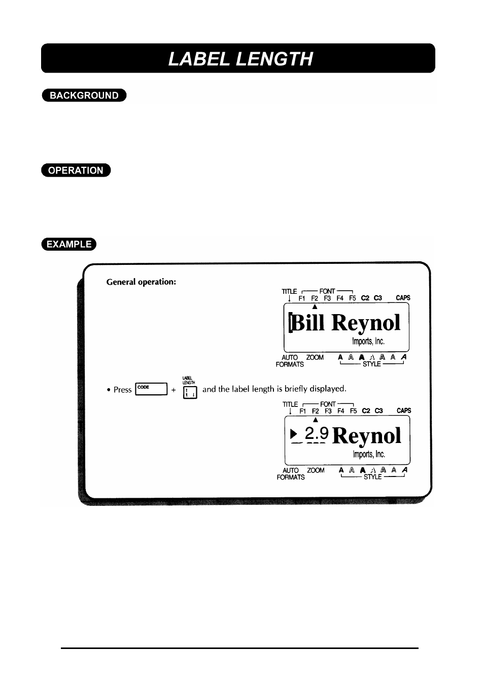 Label length | Brother 580C User Manual | Page 71 / 188