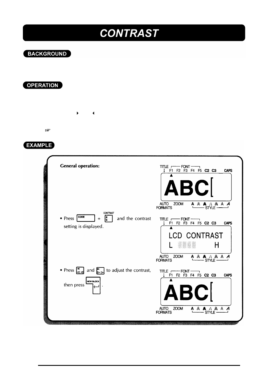 Contrast | Brother 580C User Manual | Page 72 / 188