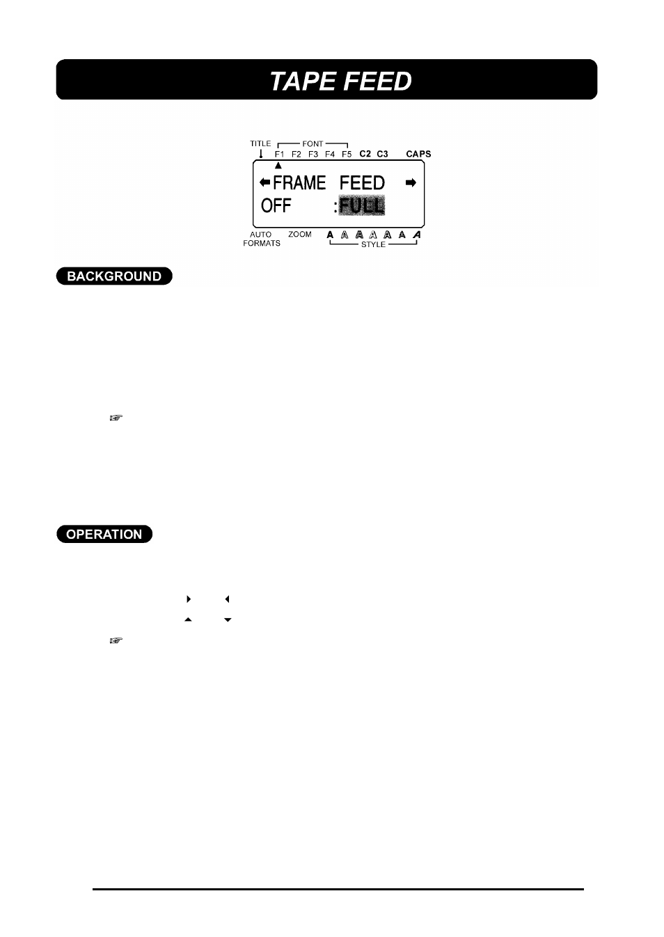 Tape feed | Brother 580C User Manual | Page 98 / 188