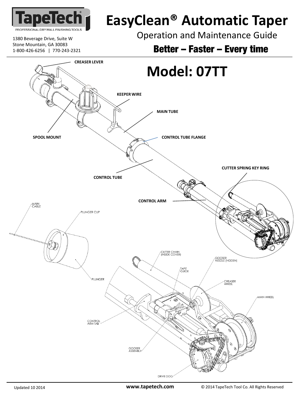 Slide number 2, Model: 07tt, Easyclean® automatic taper | Operation and maintenance guide, Better – faster – every time | TapeTech 07TT EasyClean Automatic Taper User Manual | Page 2 / 4