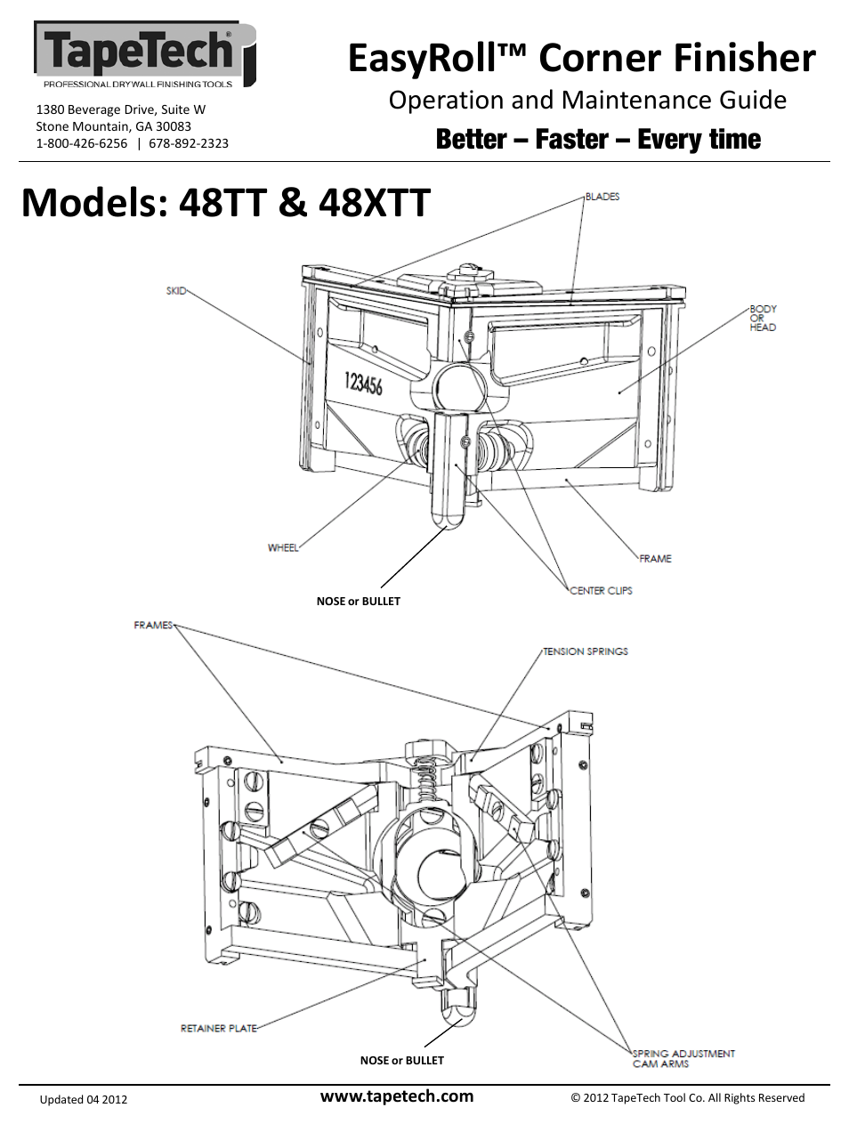 TapeTech 48TT 3 EasyRoll Adj. Corner Finisher User Manual | 2 pages