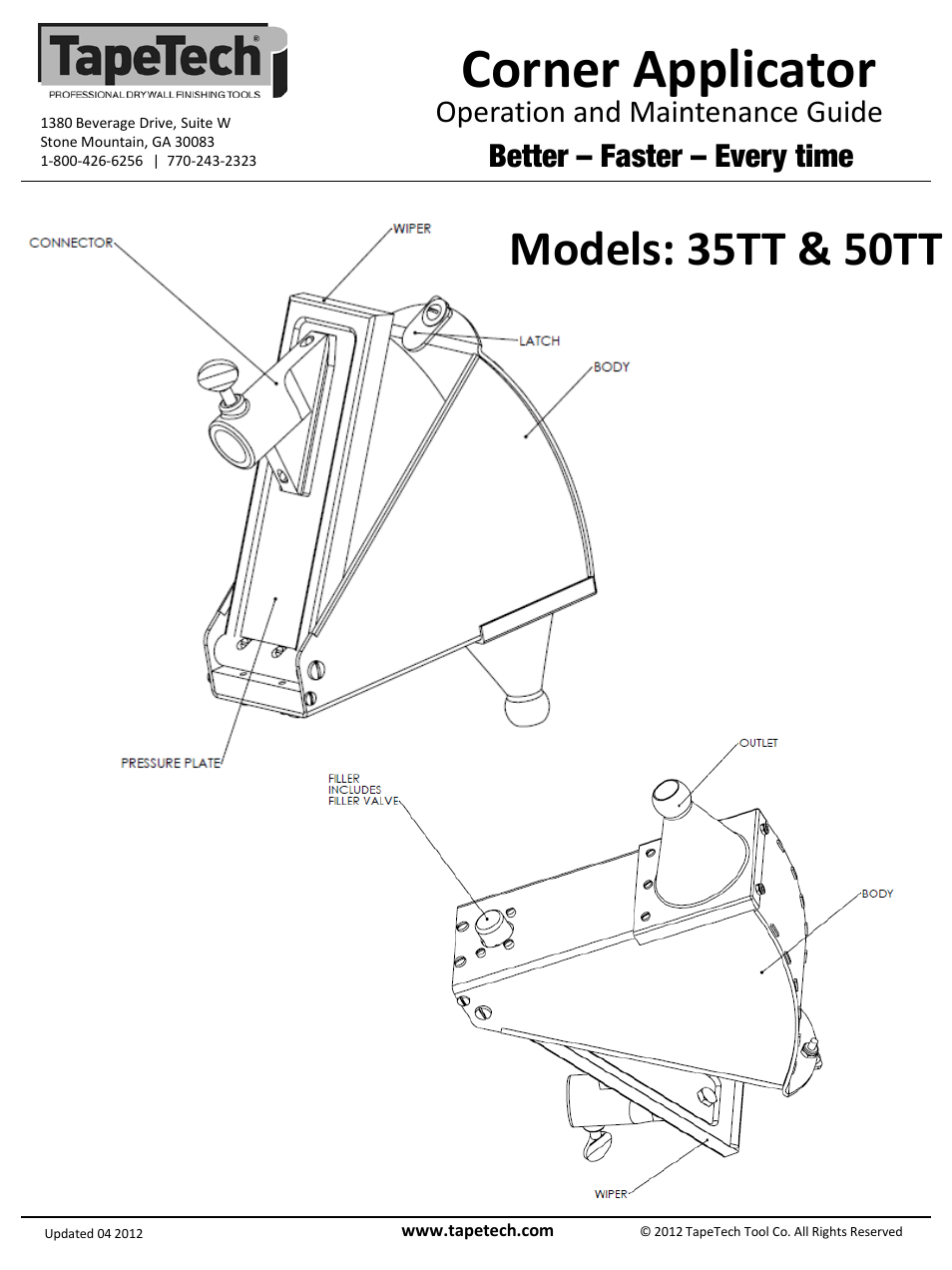 TapeTech 50TT 7 Corner Applicator User Manual | 2 pages