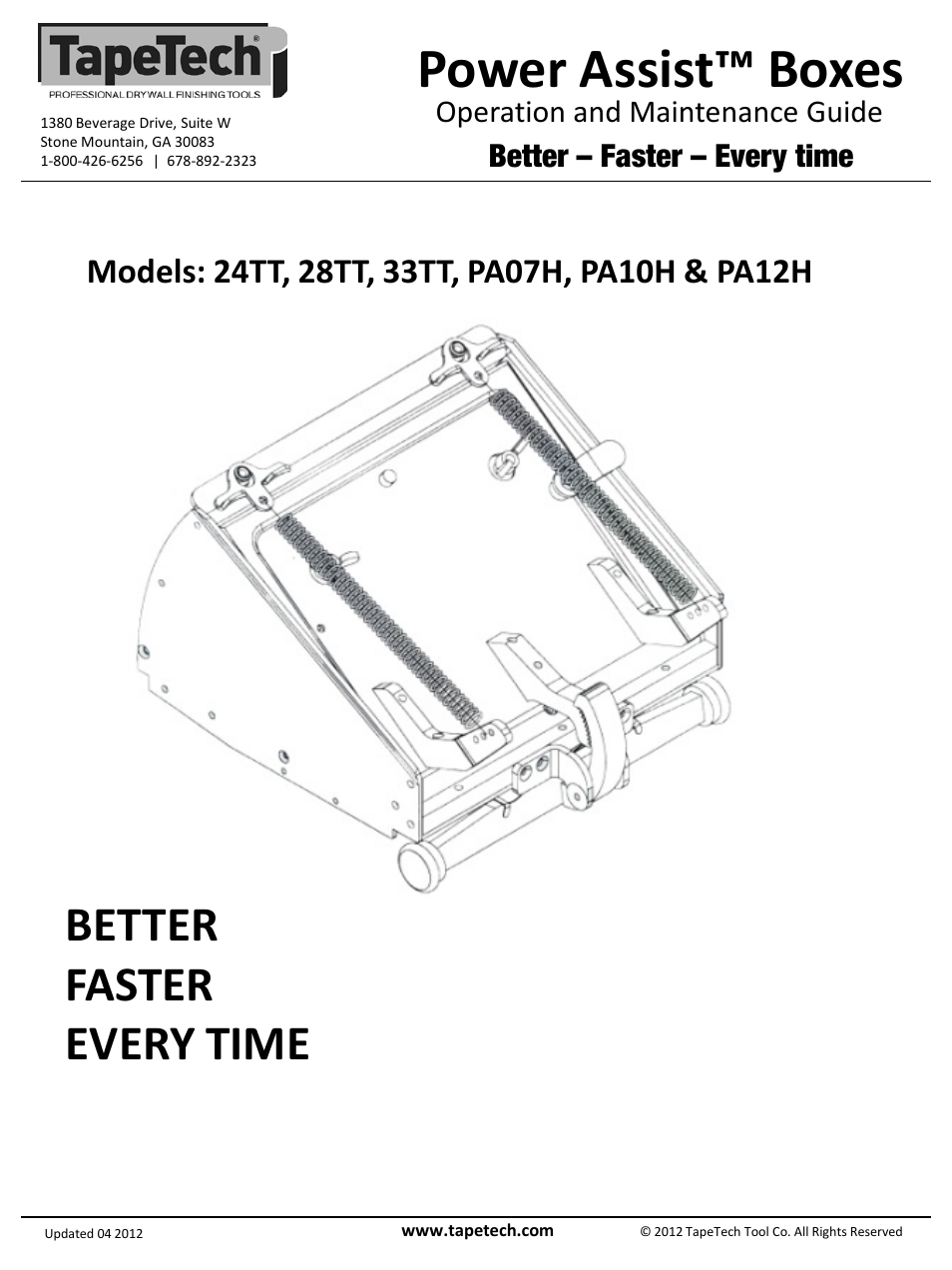 TapeTech PA10H Power Assist Box User Manual | 4 pages