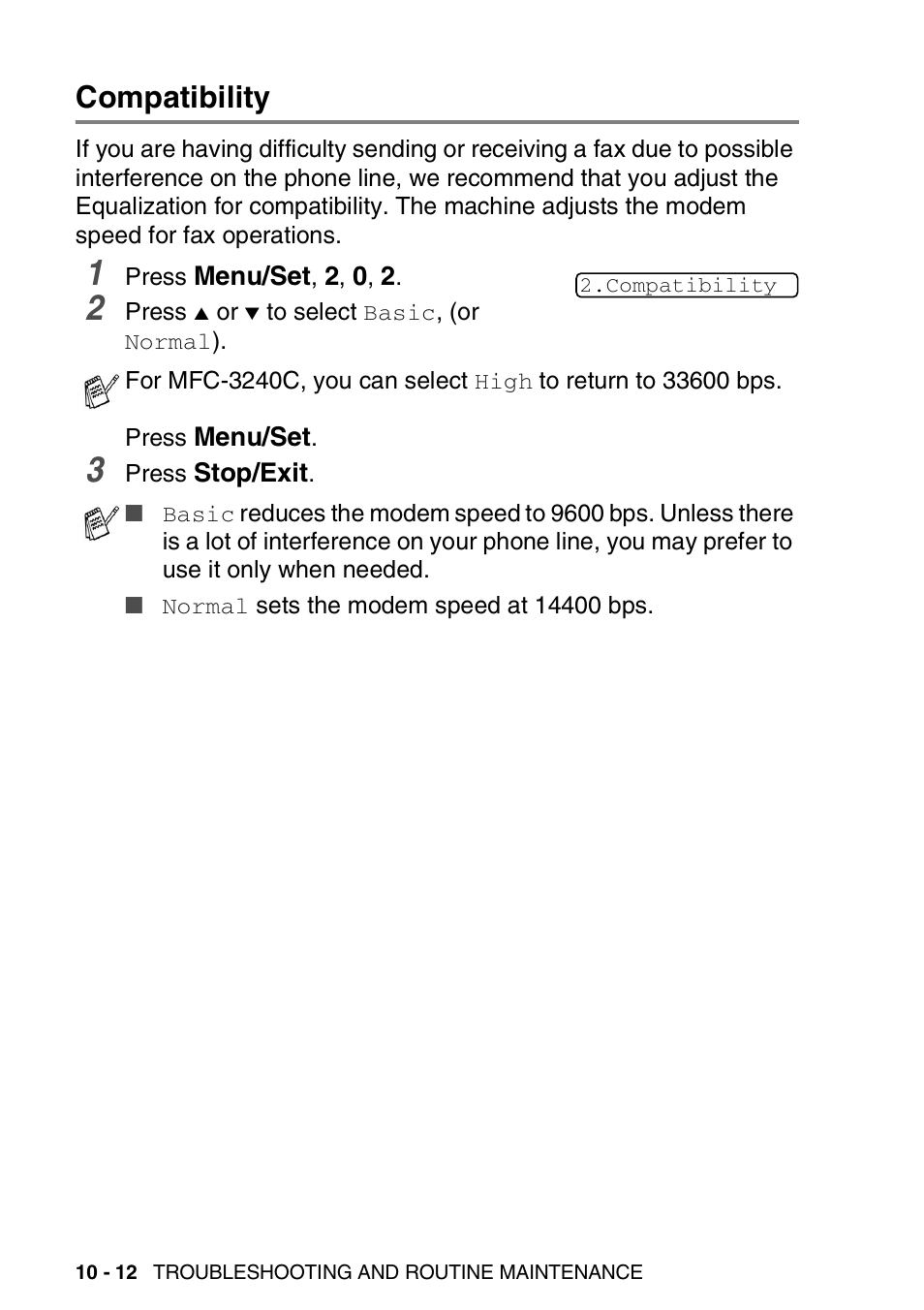 Compatibility, Compatibility -12 | Brother 1840C User Manual | Page 125 / 192