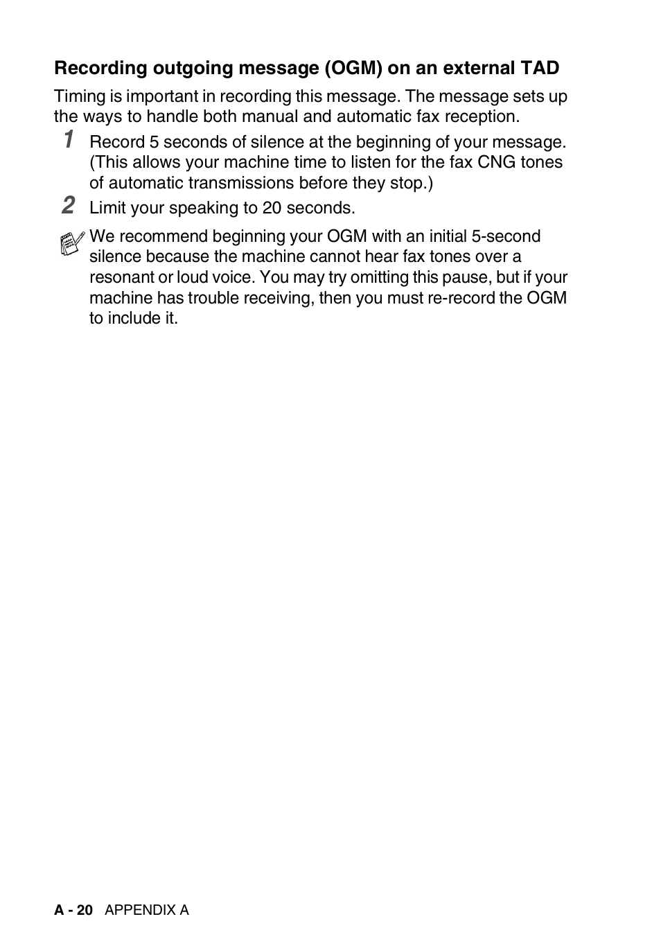 Recording outgoing message (ogm) on an | Brother 1840C User Manual | Page 159 / 192