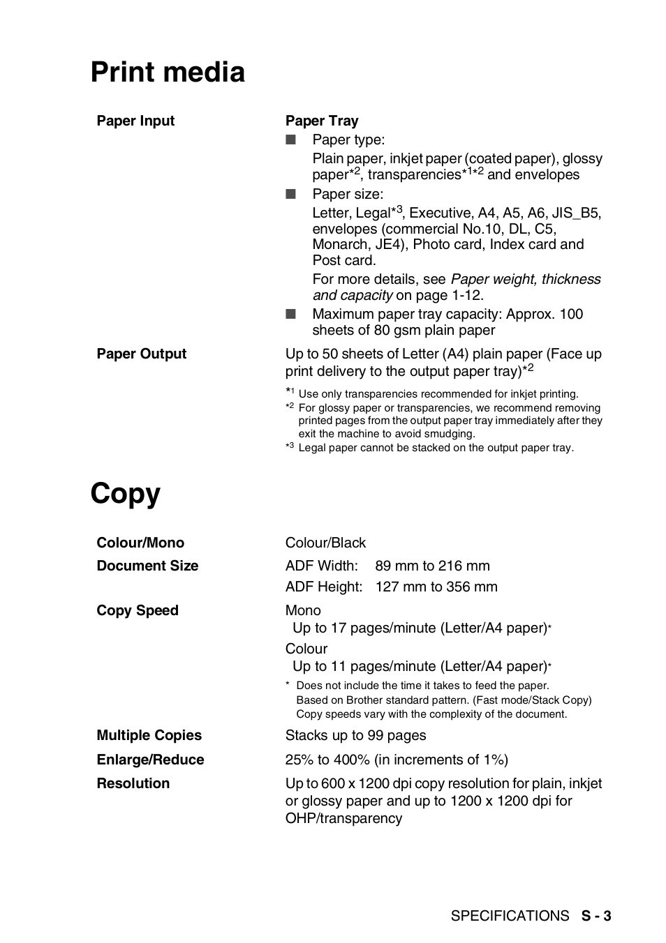 Print media, Copy, Print media copy | Brother 1840C User Manual | Page 178 / 192