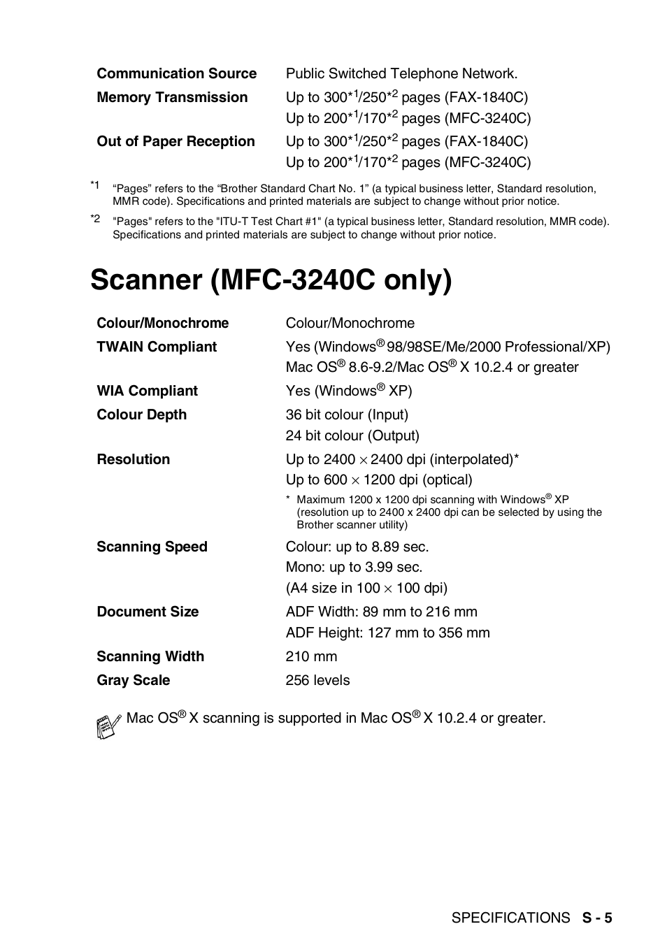 Scanner (mfc-3240c only) | Brother 1840C User Manual | Page 180 / 192