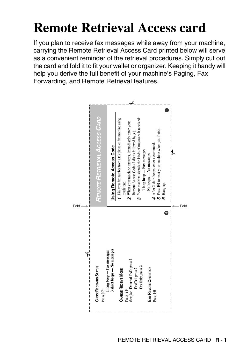 Remote retrieval access card | Brother 1840C User Manual | Page 190 / 192