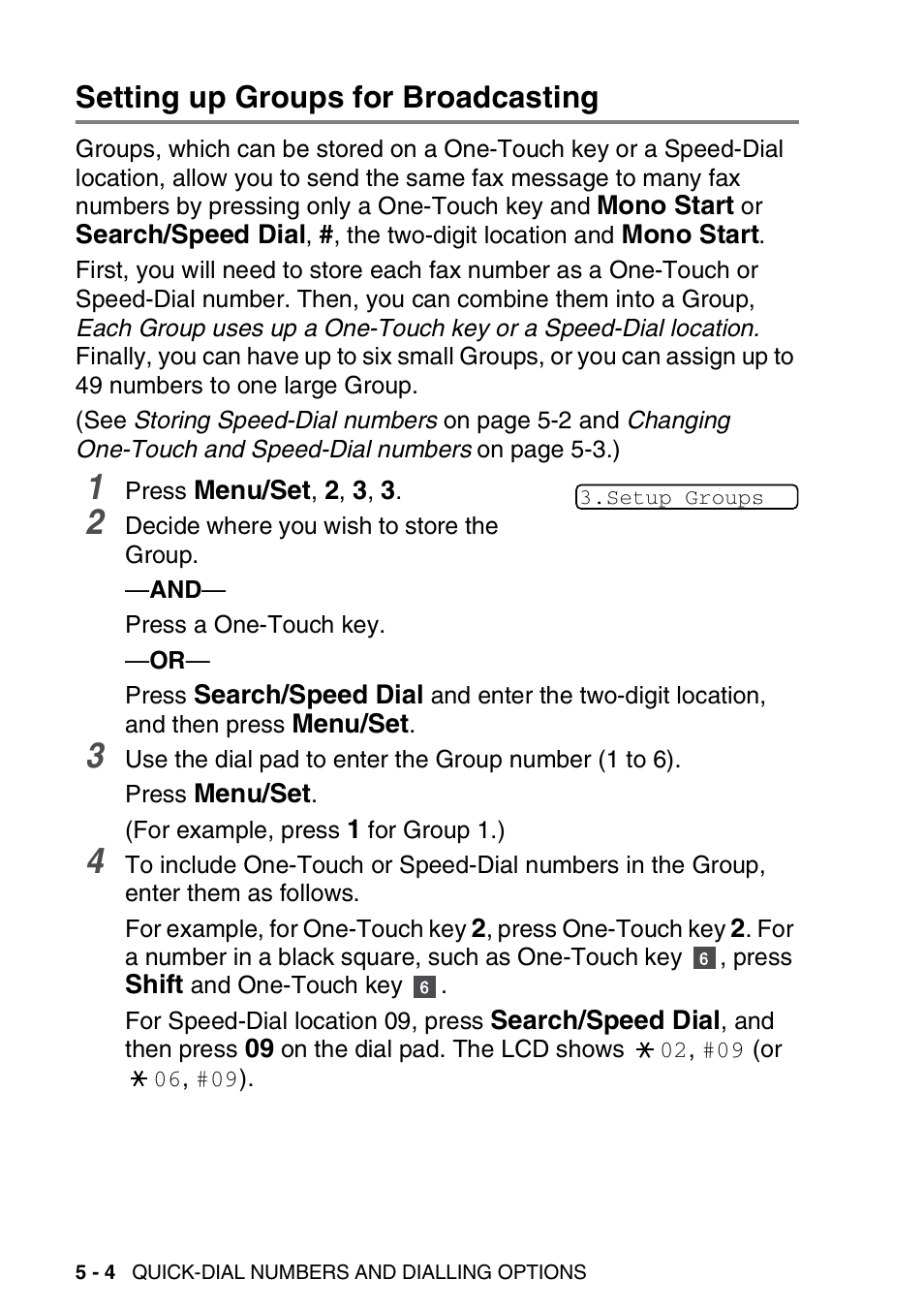 Setting up groups for broadcasting, Setting up groups for broadcasting -4 | Brother 1840C User Manual | Page 75 / 192