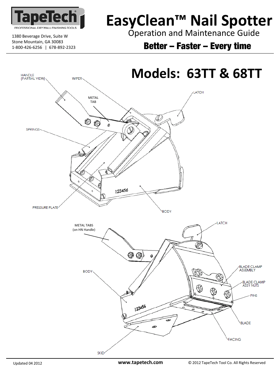 TapeTech 63TT EasyClean Nail Spotter User Manual | 2 pages