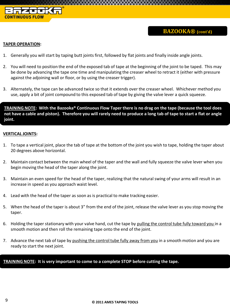 Bazooka | TapeTech T05CF Bazooka Continuous Flow Taper User Manual | Page 10 / 29