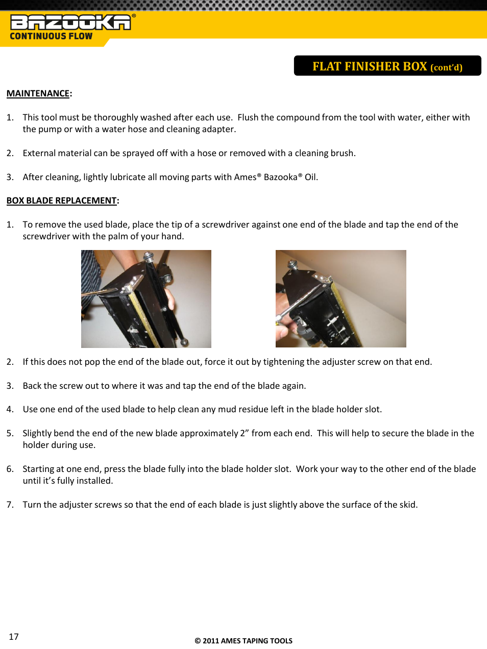 Flat finisher box | TapeTech T05CF Bazooka Continuous Flow Taper User Manual | Page 18 / 29