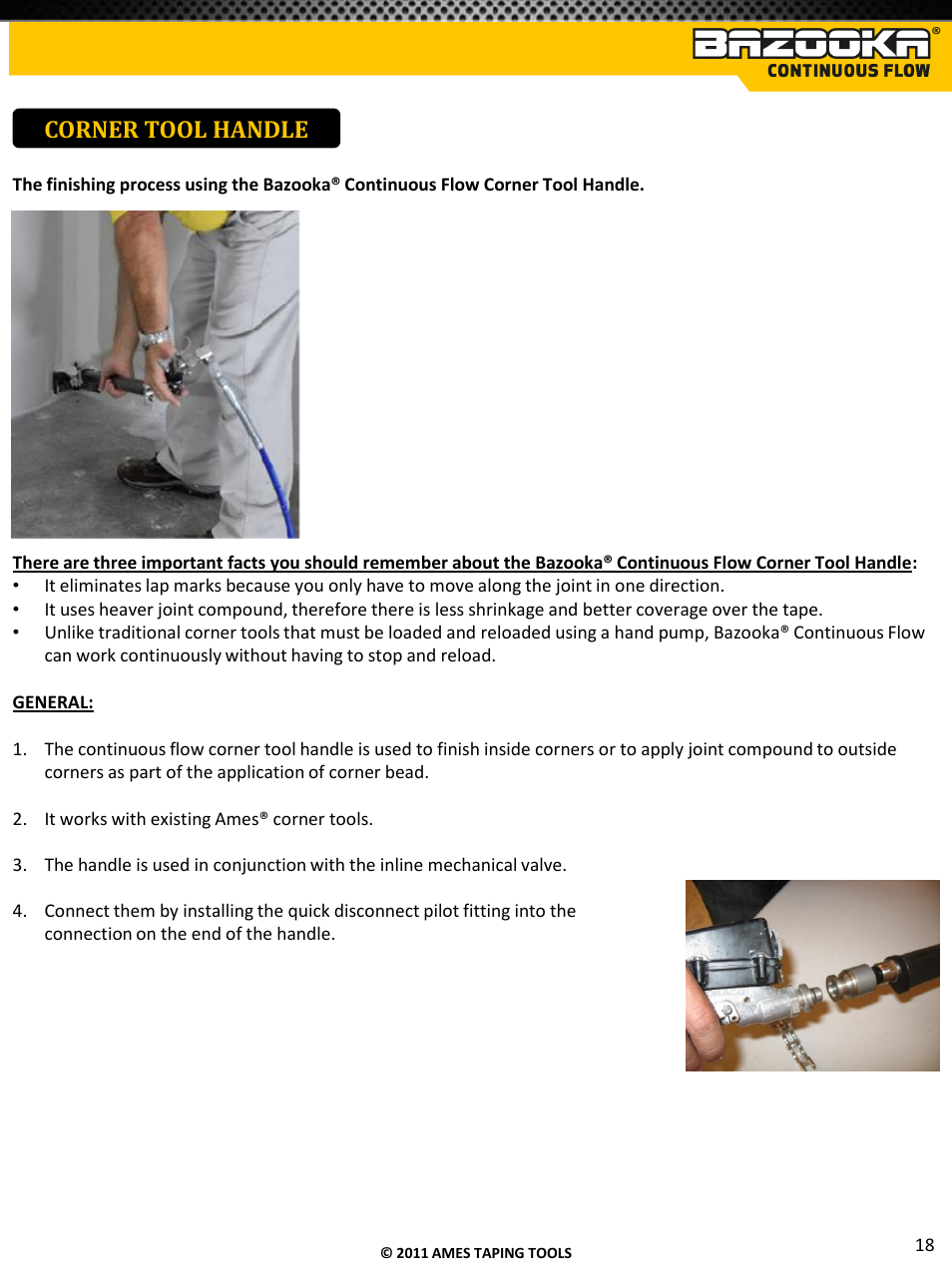 Corner tool handle | TapeTech T05CF Bazooka Continuous Flow Taper User Manual | Page 19 / 29