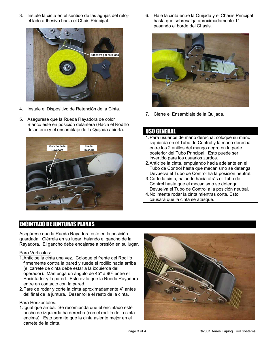 Uso general, Encintado de junturas planas | TapeTech 12TT Monster Mesh Taper User Manual | Page 7 / 8