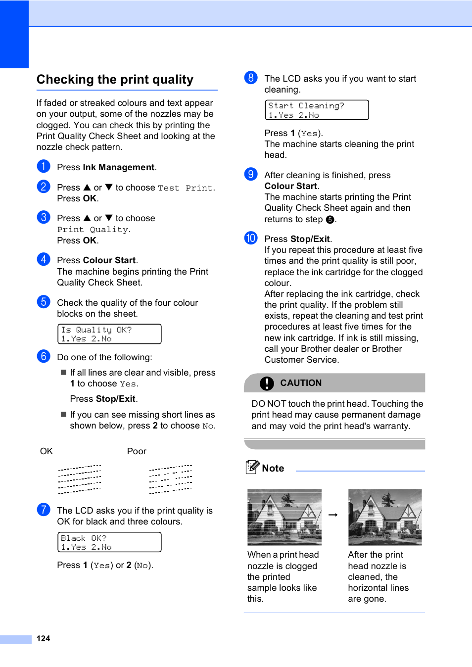 Checking the print quality | Brother MFC-5860CN User Manual | Page 134 / 168