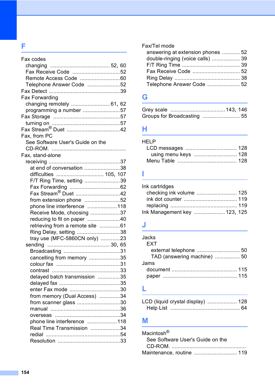 Brother MFC-5860CN User Manual | Page 164 / 168