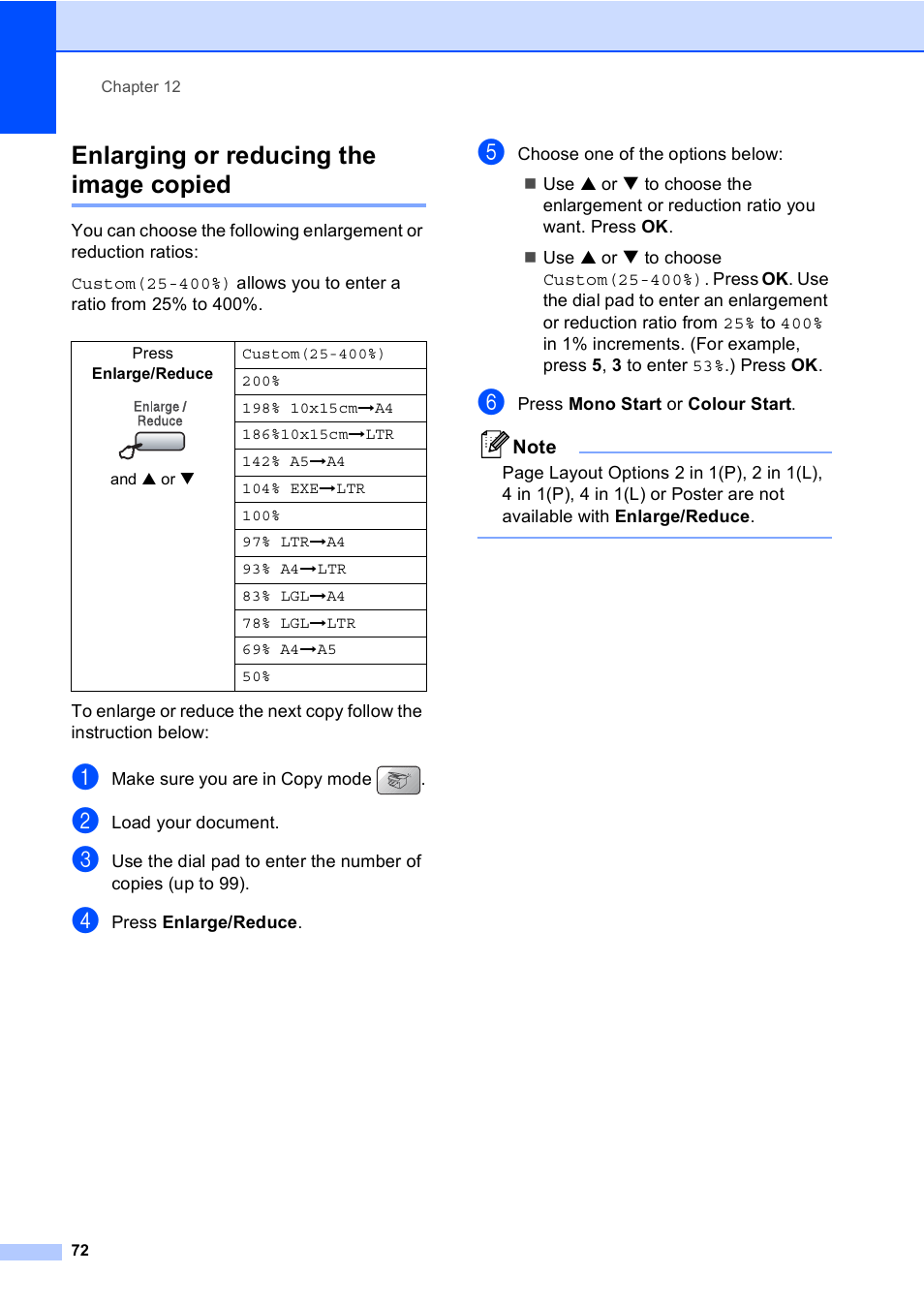 Enlarging or reducing the image copied | Brother MFC-5860CN User Manual | Page 82 / 168