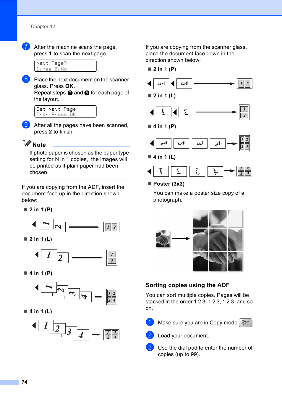 Sorting copies using the adf | Brother MFC-5860CN User Manual | Page 84 / 168