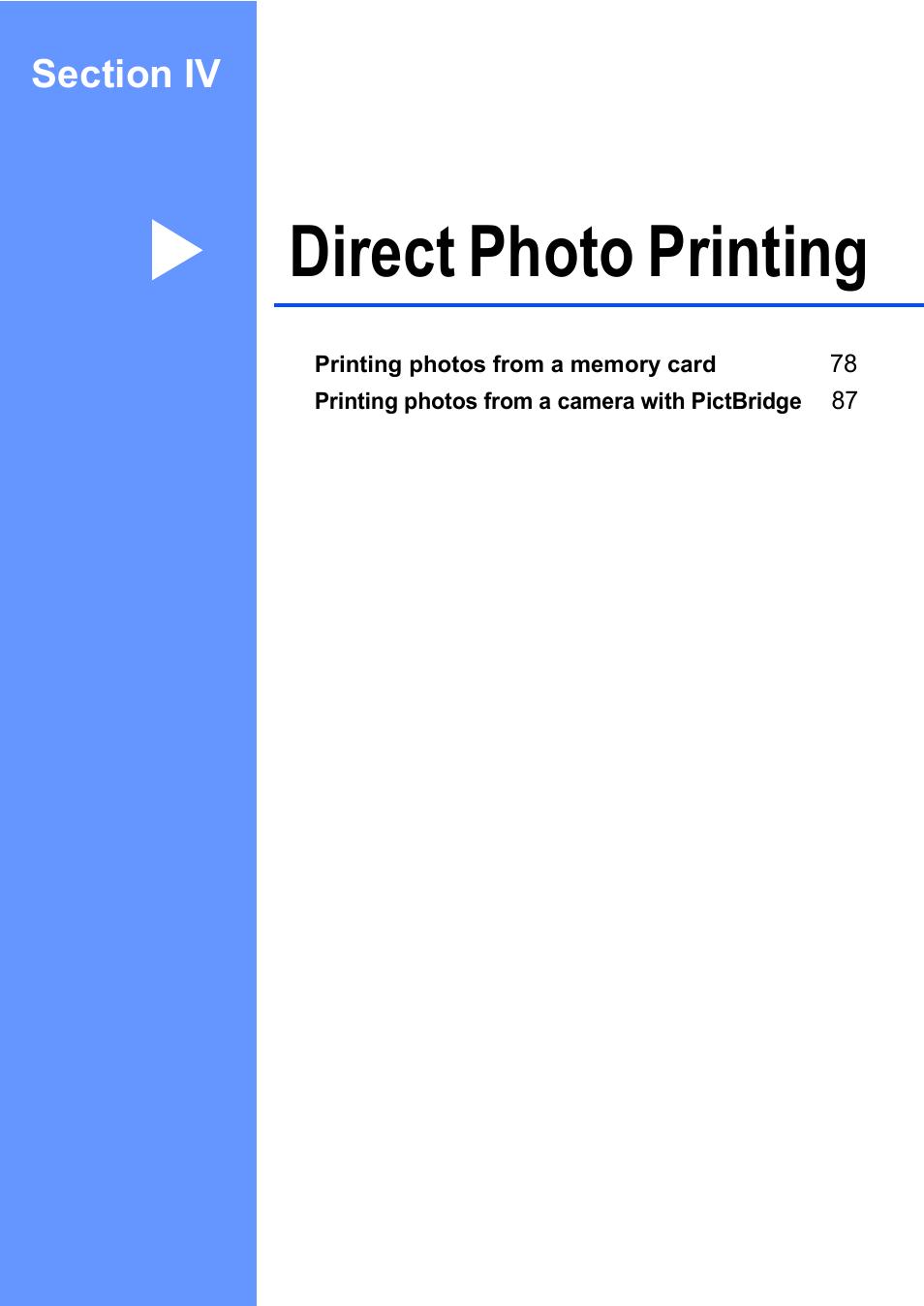 Section iv: direct photo printing, Section iv direct photo printing, Direct photo printing | Brother MFC-5860CN User Manual | Page 87 / 168