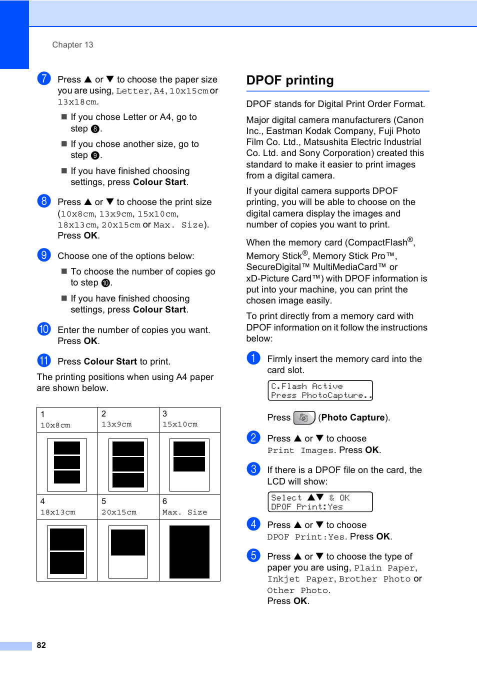 Dpof printing | Brother MFC-5860CN User Manual | Page 92 / 168