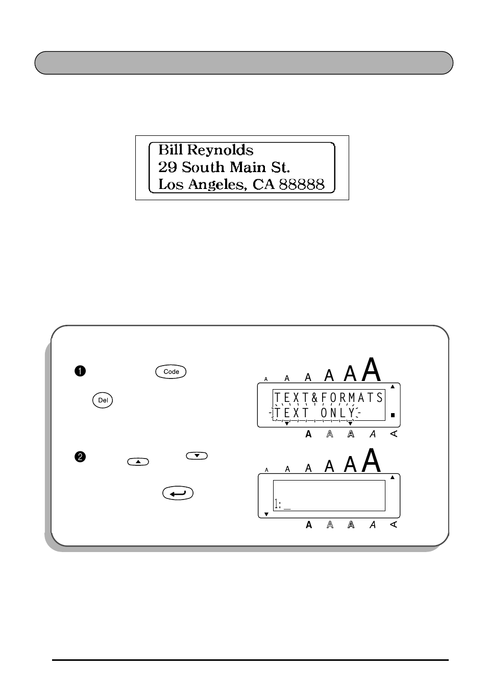Address label example | Brother 1810 User Manual | Page 20 / 139