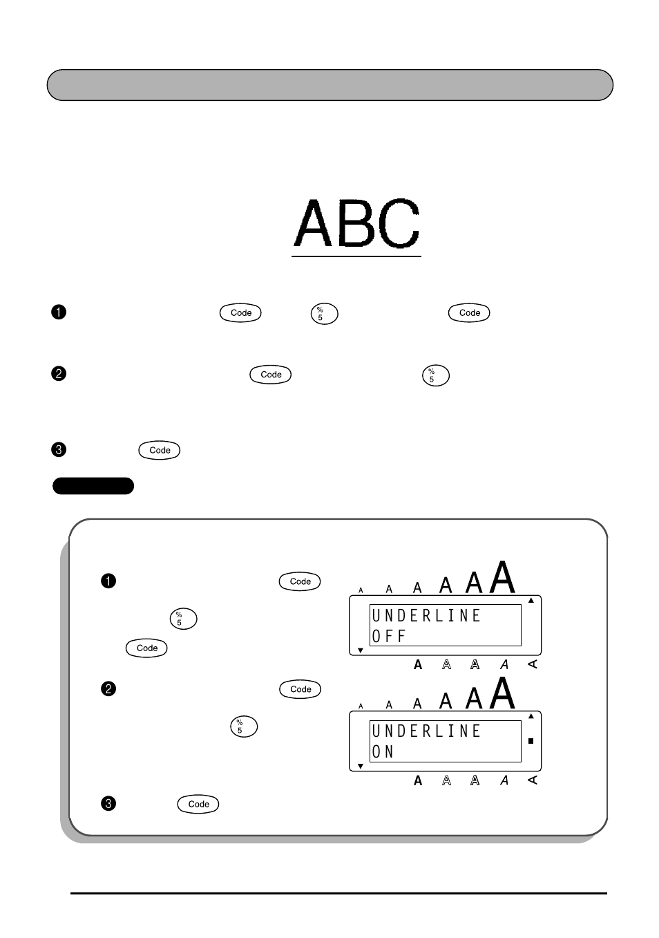 Underline function | Brother 1810 User Manual | Page 60 / 139