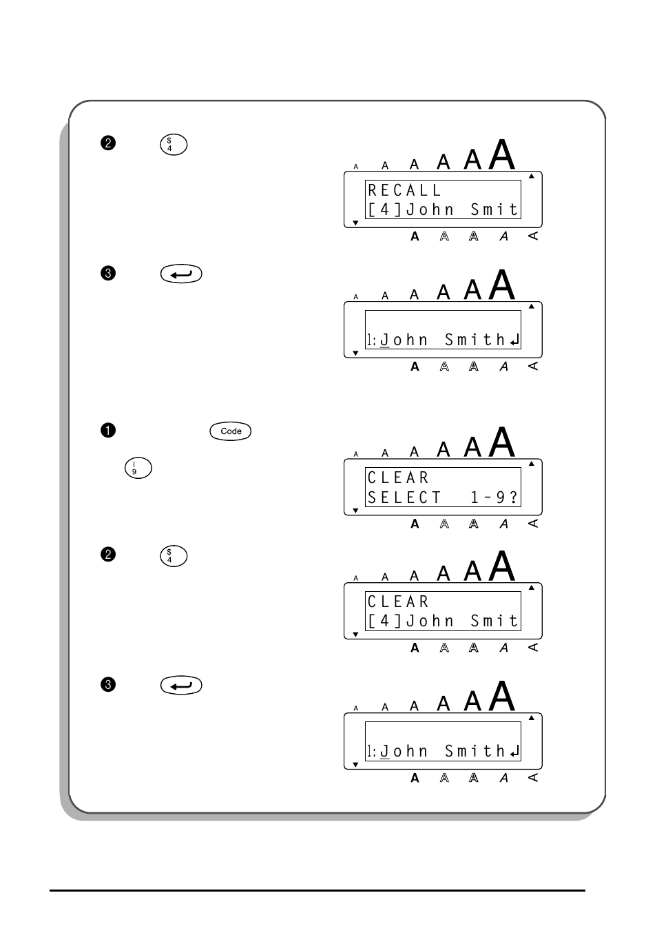 Press, Hold down and press | Brother 1810 User Manual | Page 79 / 139