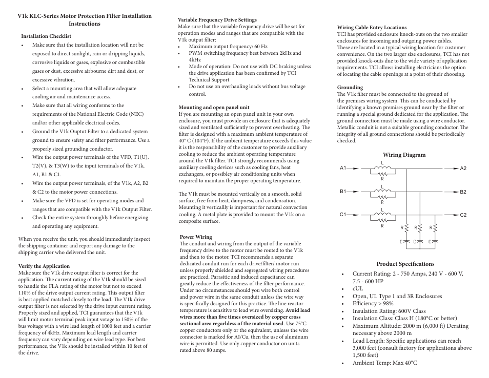 TCI V1k User Manual | Page 2 / 2