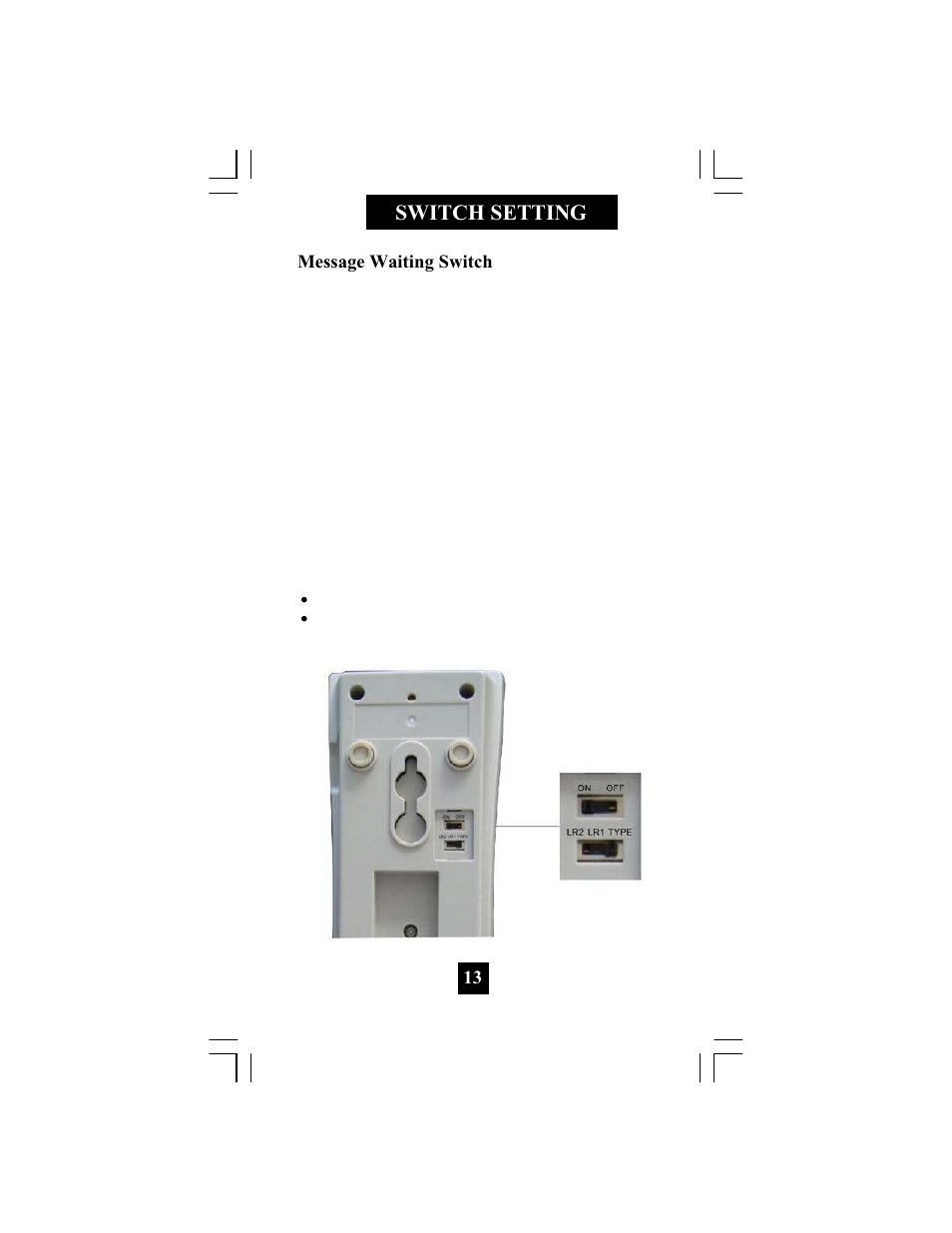 Switch setting | Telematrix 3300TRM User Manual | Page 14 / 19