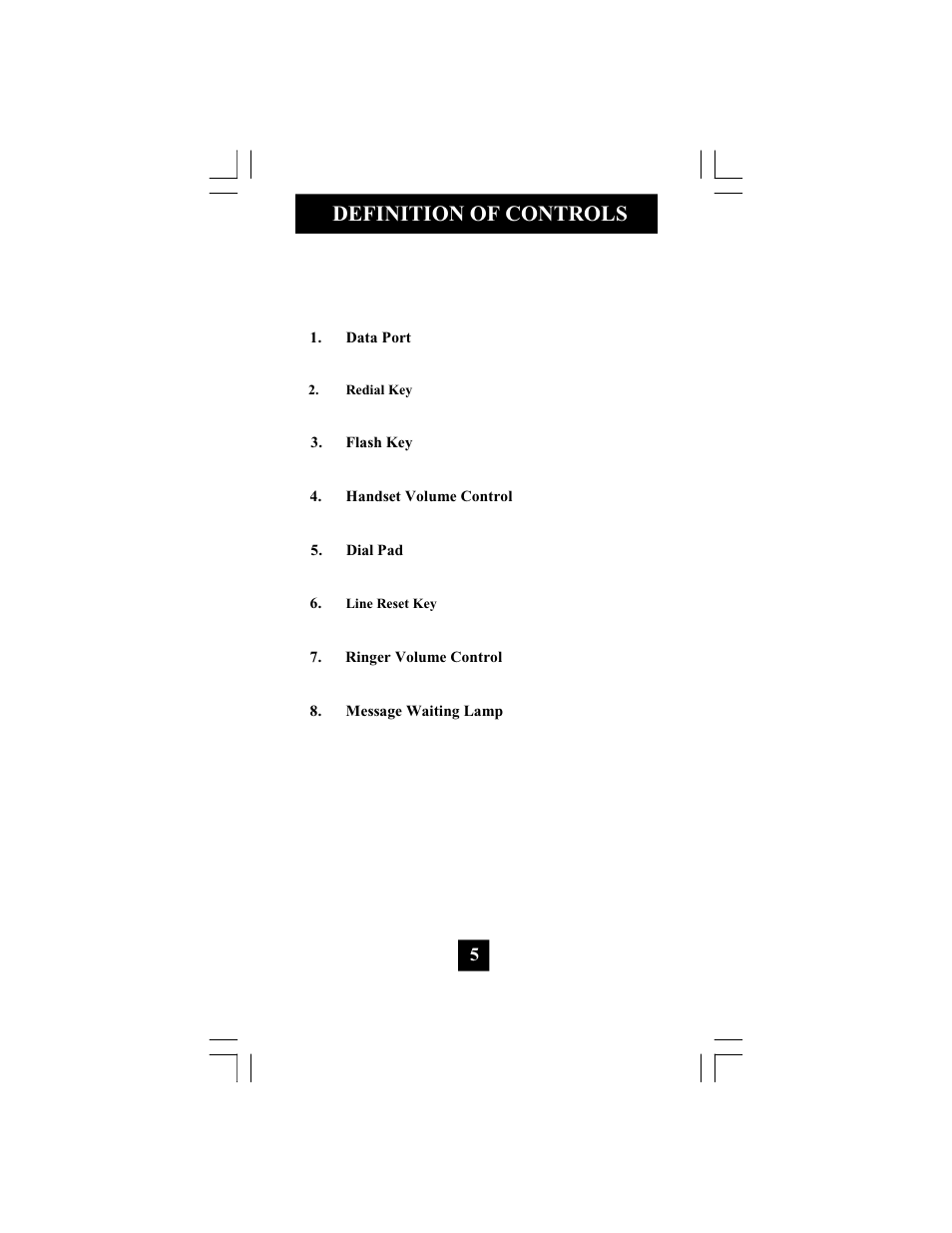 Definition of controls | Telematrix 3300TRM User Manual | Page 6 / 19