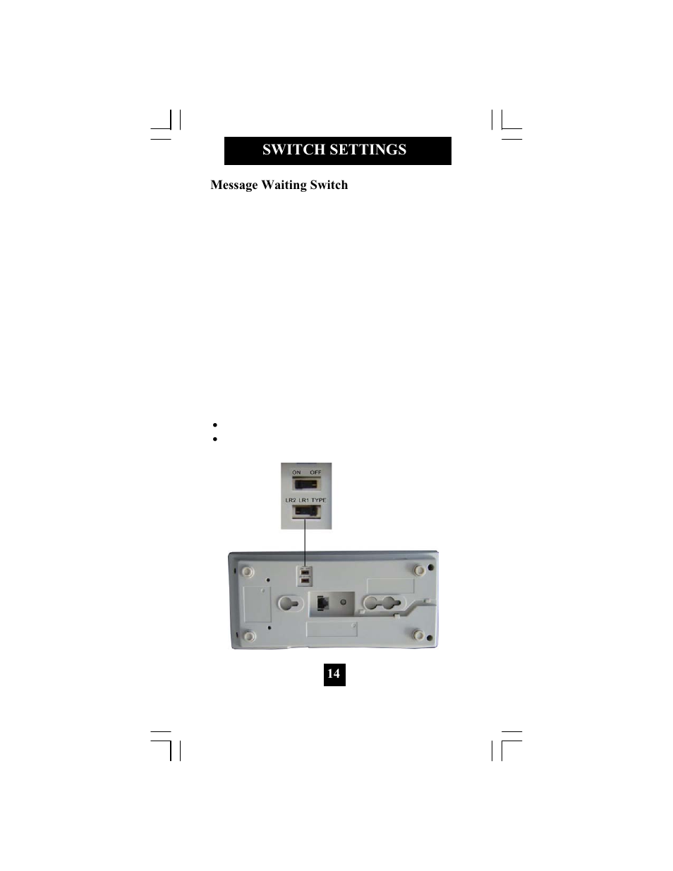 Switch settings | Telematrix 3302TRM User Manual | Page 15 / 20