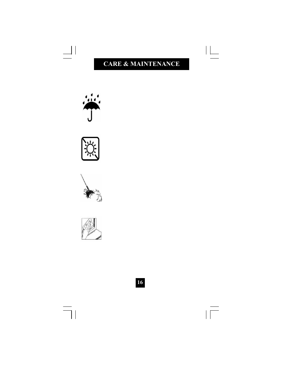 Care & maintenance | Telematrix 3302TRM User Manual | Page 17 / 20