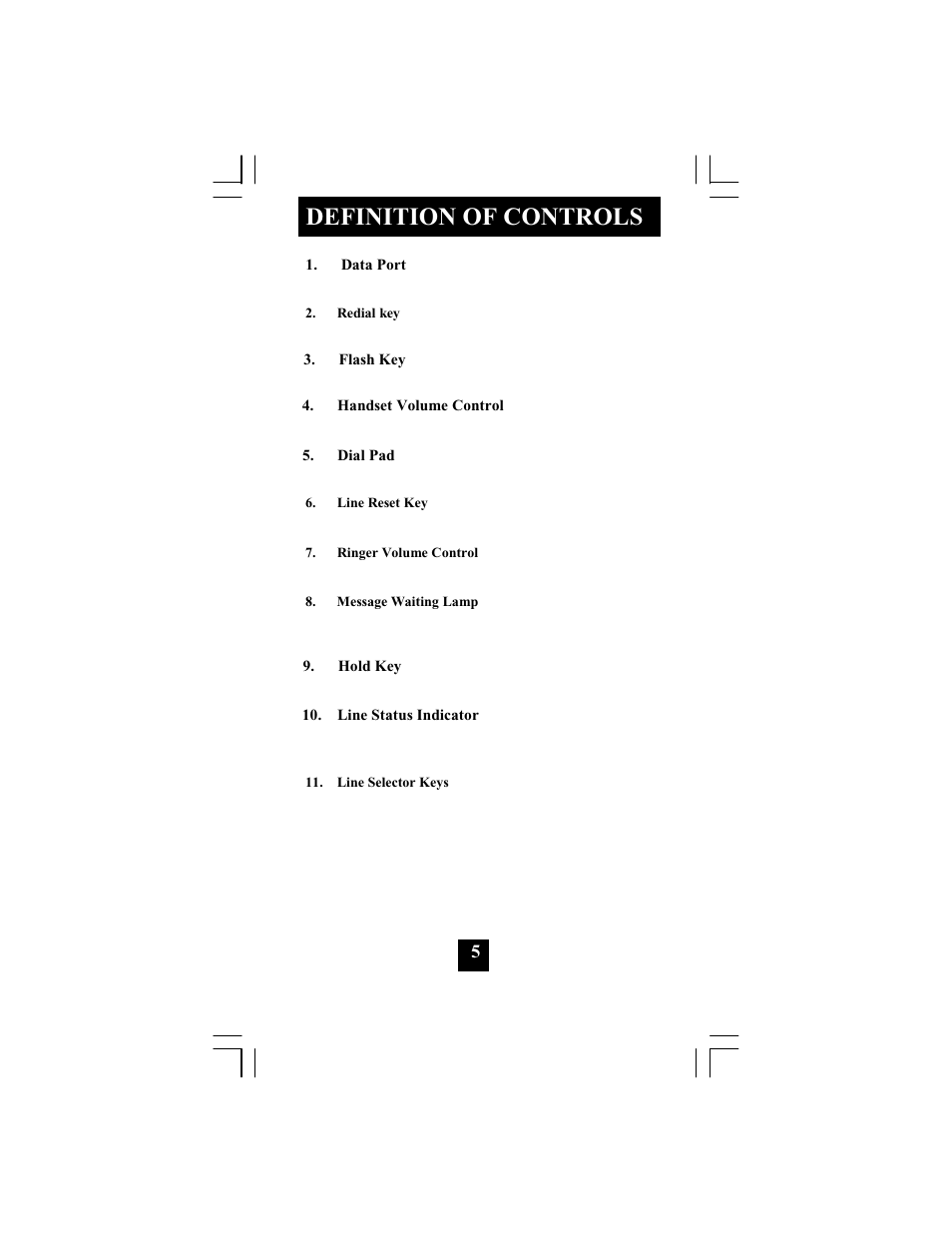 Definition of controls | Telematrix 3302TRM User Manual | Page 6 / 20