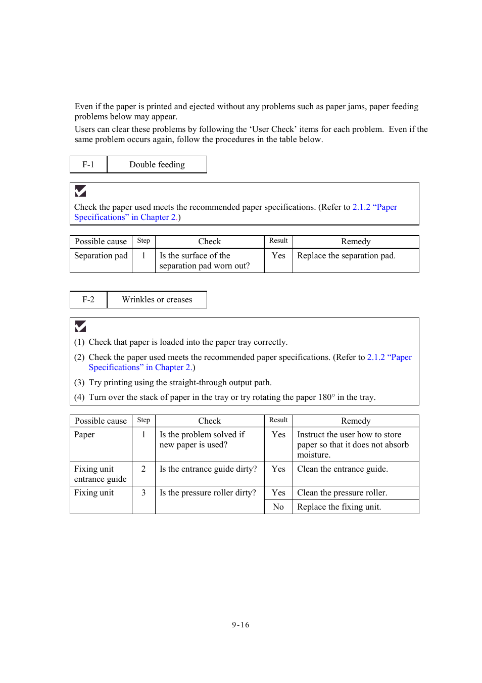 4 troubleshooting based on problem type, 1 ] paper feeding problems, 4 troubleshooting based on problem type -16 | 1 ] paper feeding problems -16 | Brother Facsimile Equipment MFC7420 User Manual | Page 204 / 327