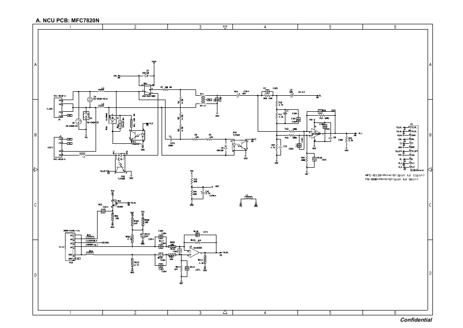 A. ncu pcb: mfc7820n (u.s.a. and canada models), Ncu pcb: mfc7820n (u.s.a. and canada models) | Brother Facsimile Equipment MFC7420 User Manual | Page 322 / 327